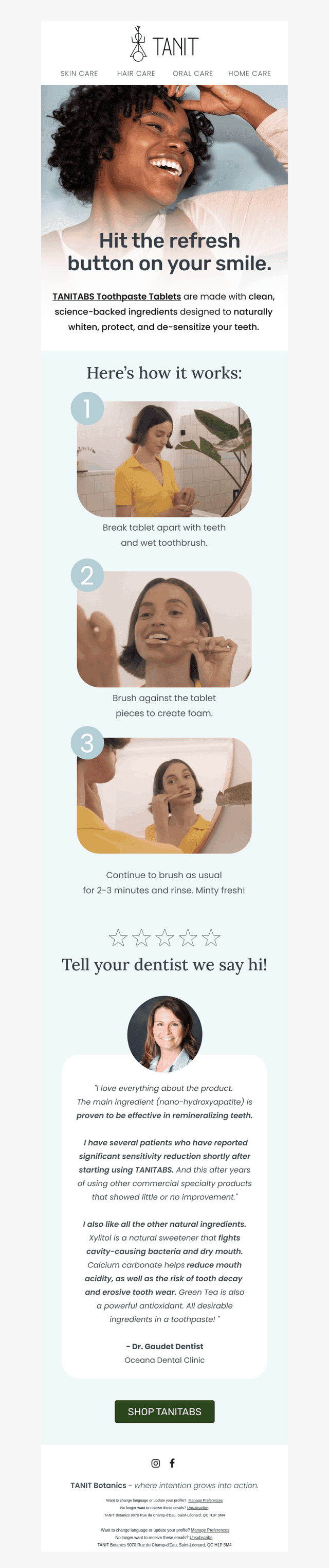 "Significant sensitivity reduction shortly after starting using Tanitabs"