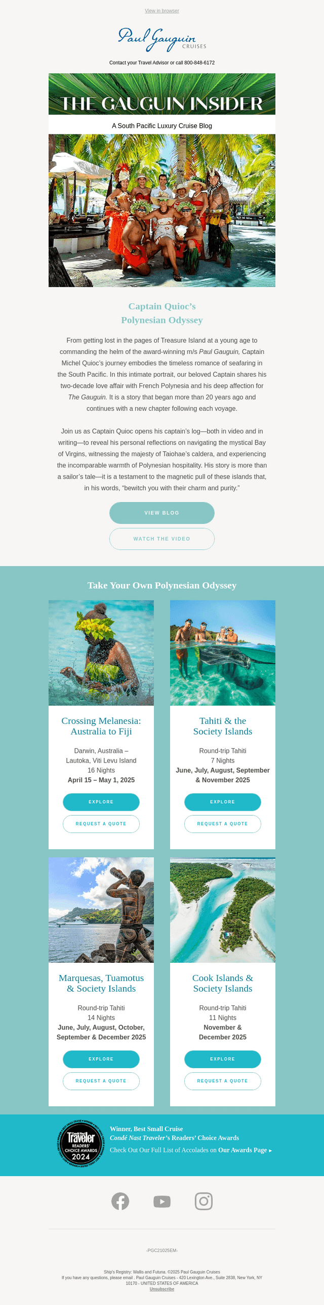 Paul Gauguin Cruises email from Tue, Feb 25, 2025