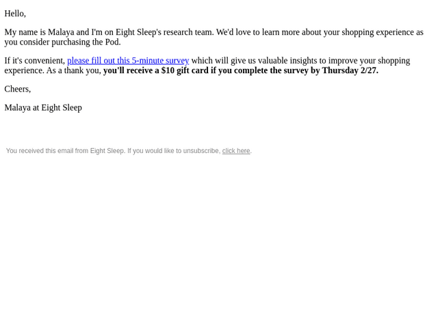 Eight Sleep email from Wed, Feb 26, 2025