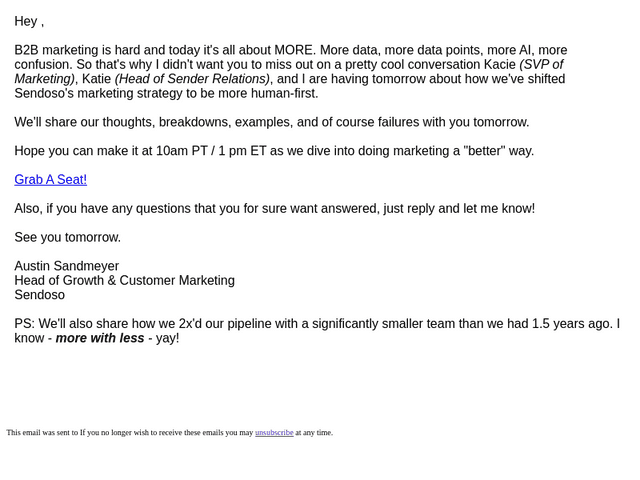 Sendoso email from Wed, Feb 26, 2025