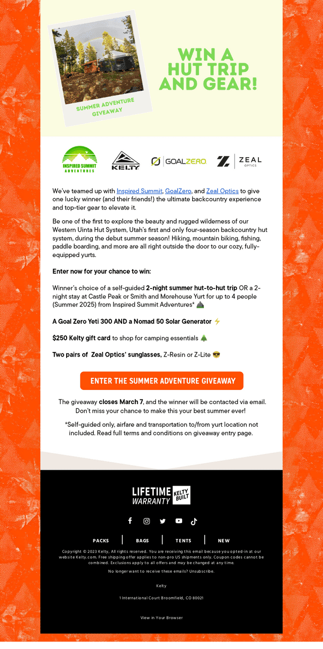 Win the Ultimate Summer Backcountry Adventure!