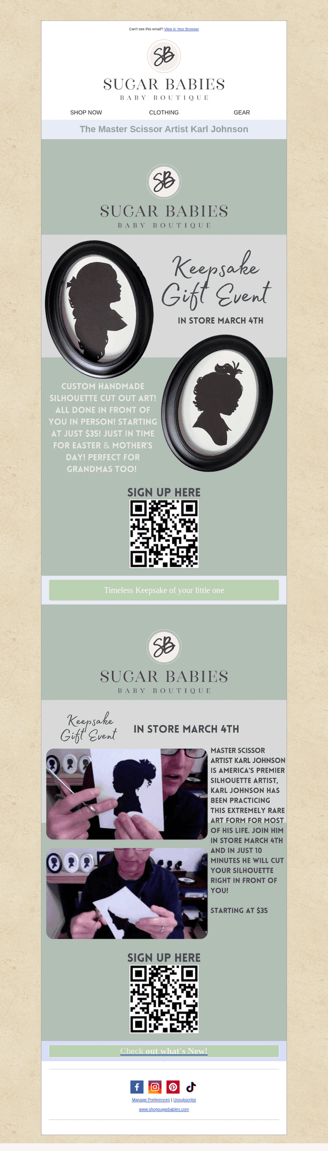 Keepsake Gift Event!