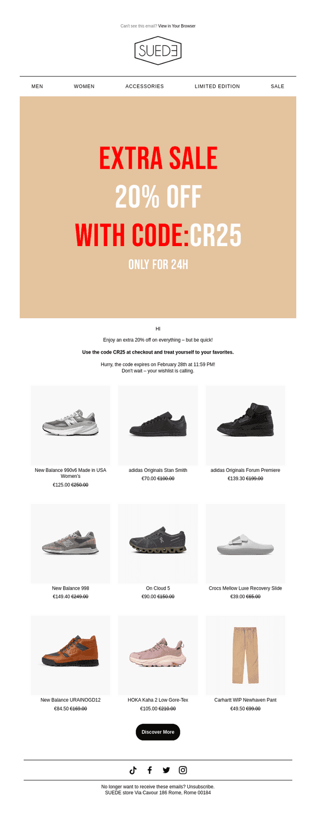 24 hours to get an EXTRA 20% off