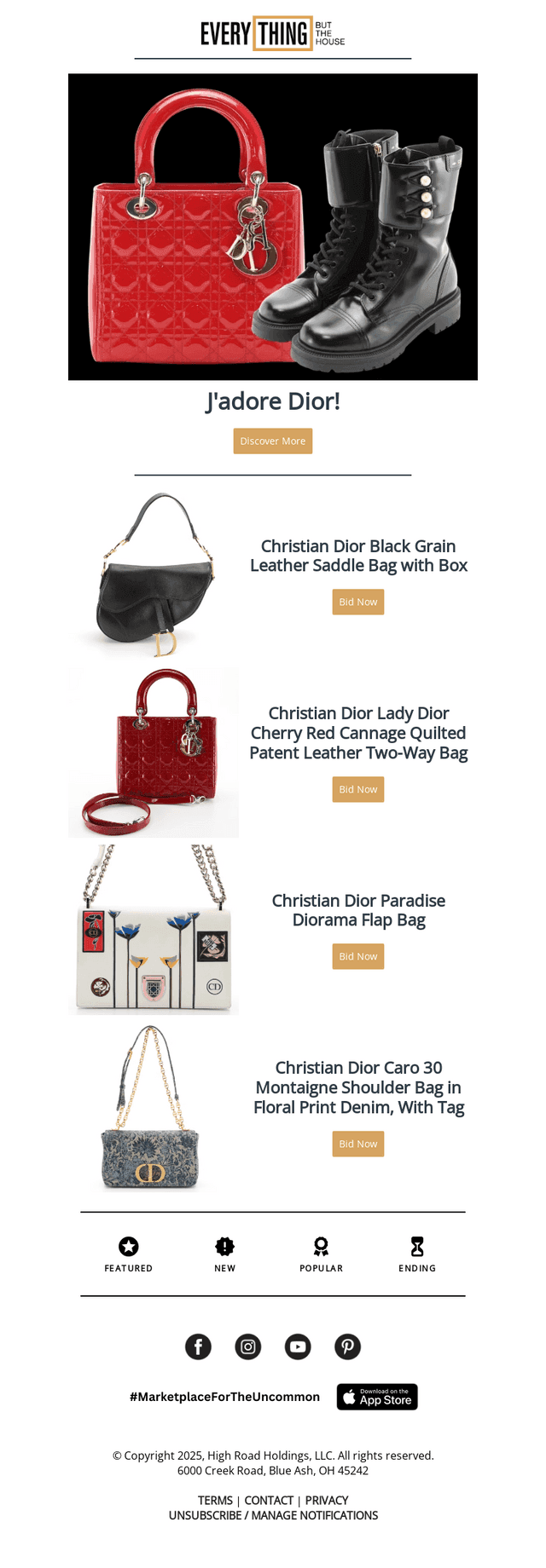 👜 ENDING TONIGHT at 8:00pm ET: J'adore Dior!