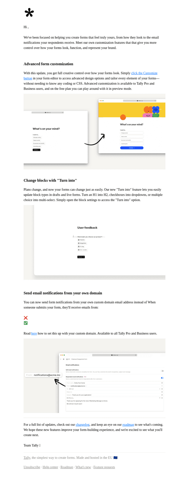 Three new ways to customize your Tally forms 🎨