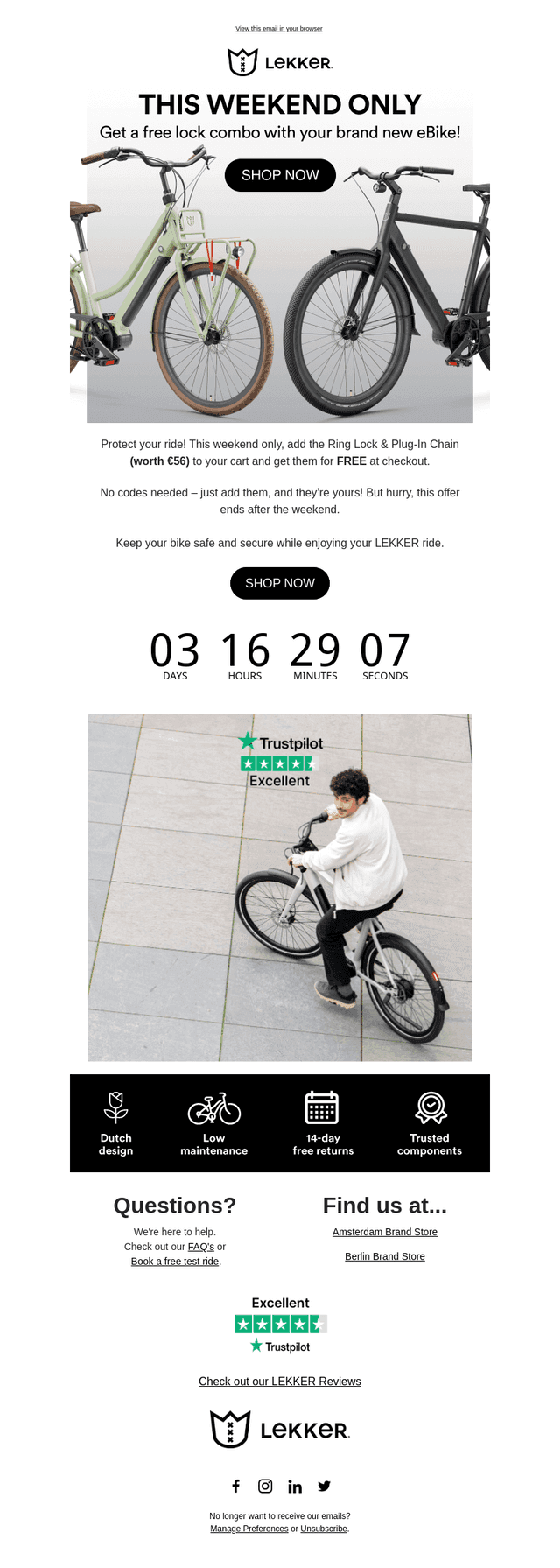 This weekend only: Free Lock Combo with your eBike!