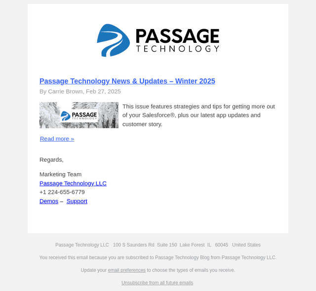 Passage Technology email from Fri, Feb 28, 2025