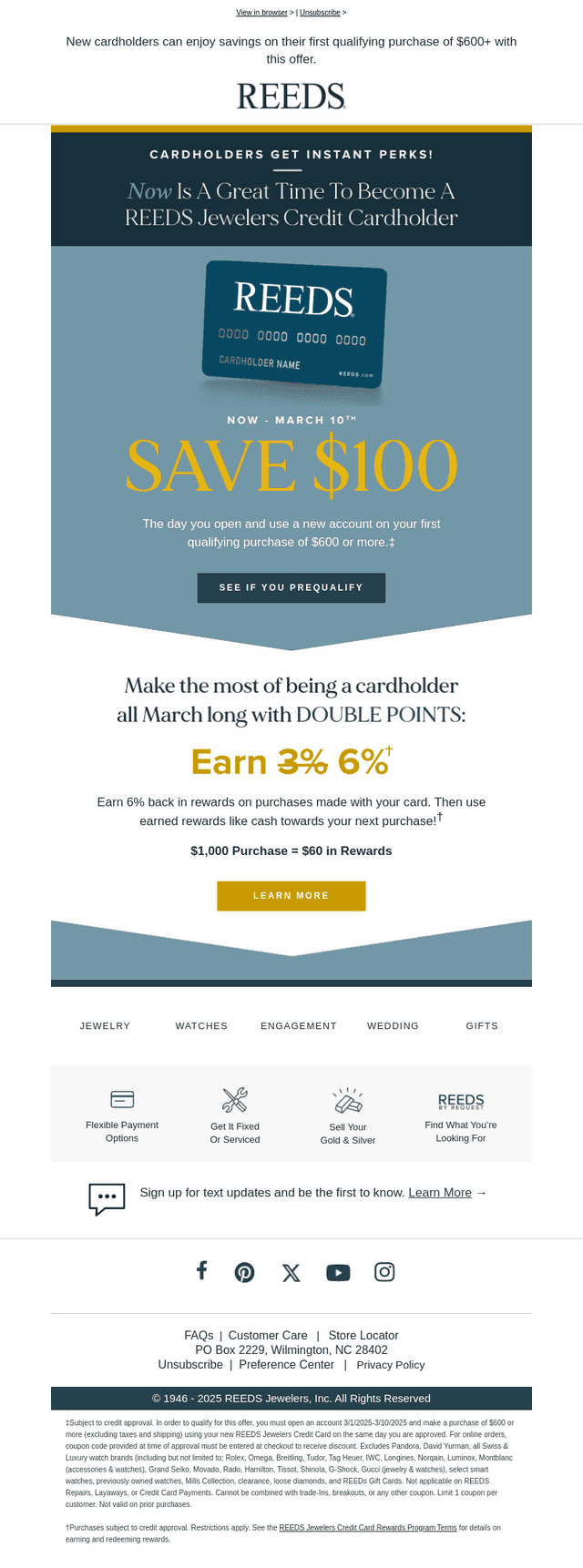 The perks start with $100 off