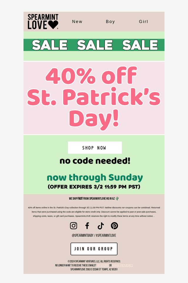 40% OFF St. Patrick’s Day Shop ☘️