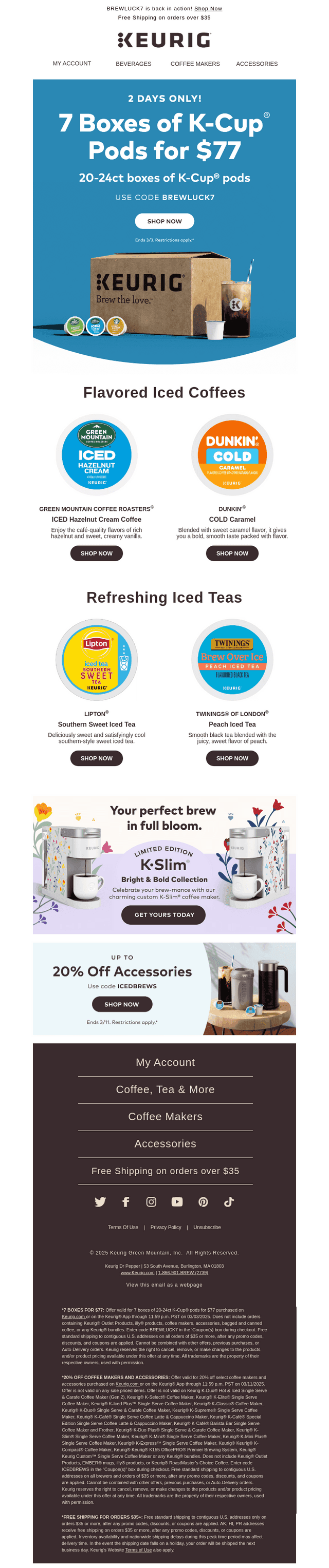 Keurig email from Sun, Mar 2, 2025