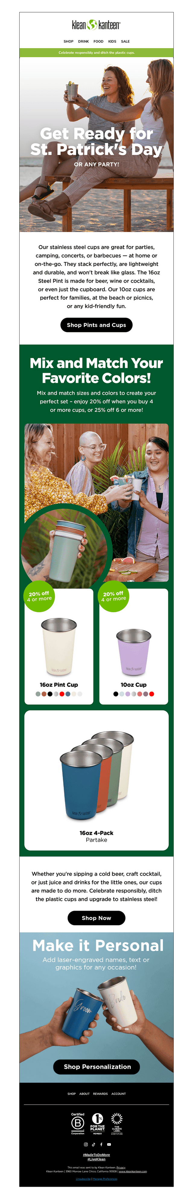 Klean Kanteen email from Mon, Mar 3, 2025