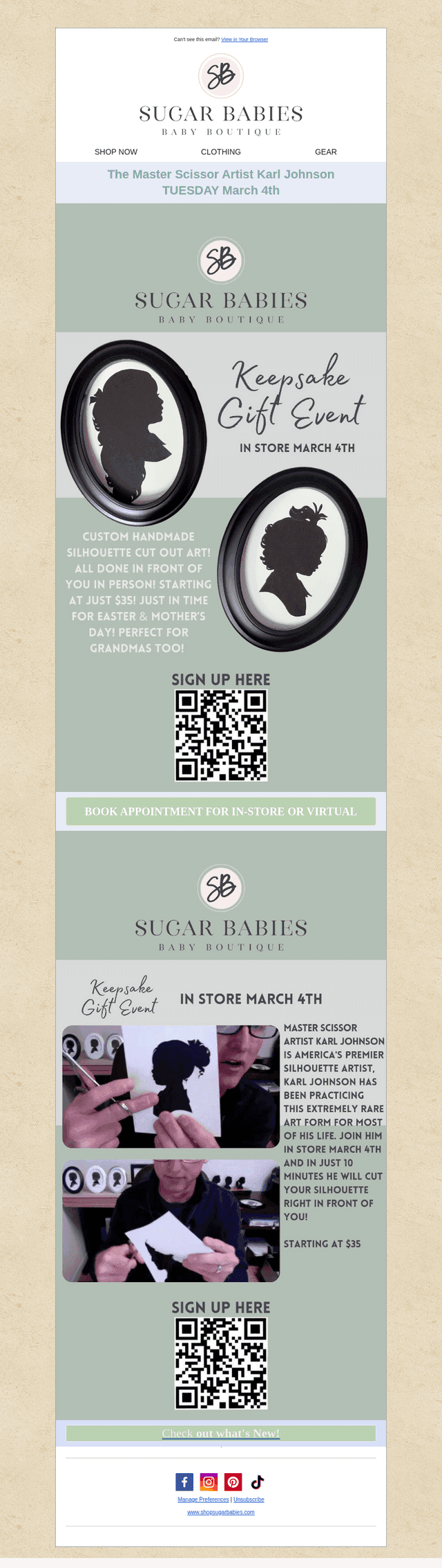 Virtual Appointments or Instore for Your Keepsake Silhouette