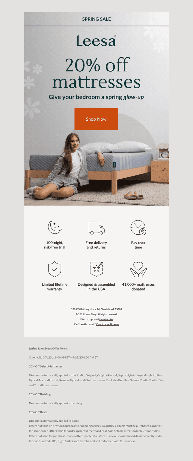 It’s time for a spring refresh—get 20% off mattresses