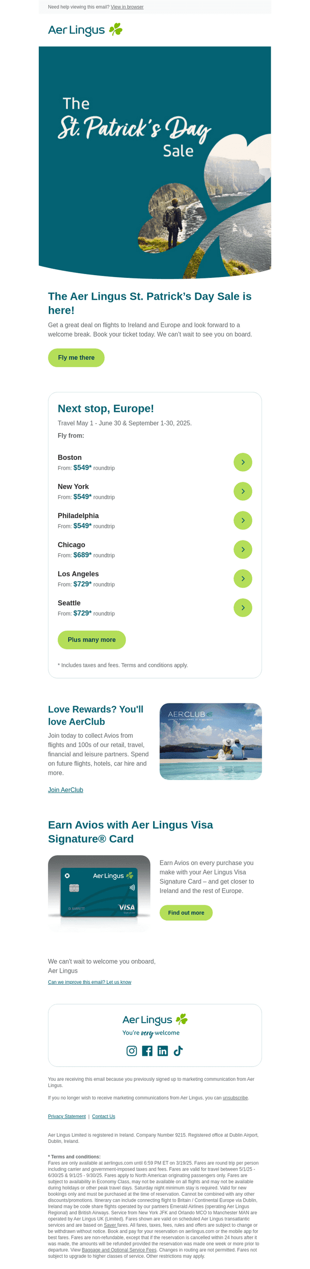 Aer Lingus email from Tue, Mar 4, 2025