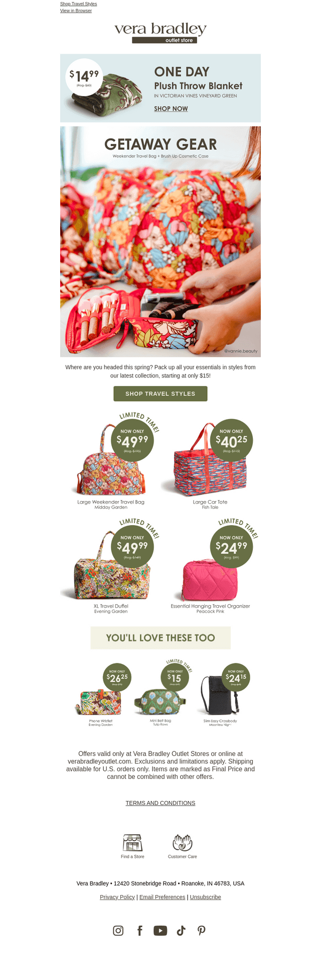 Weekend getaway styles starting at $15