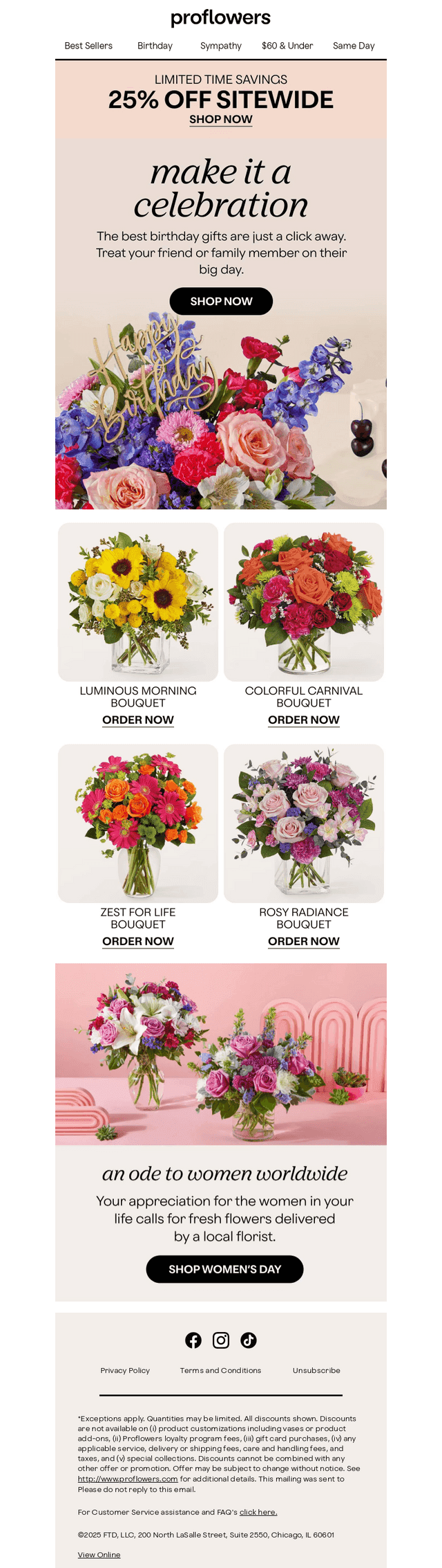 25% Off Women's Day Flowers!
