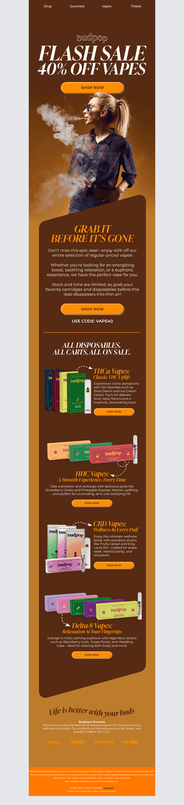 🚨 Flash Sale: 40% Off All Vapes! 🌬️