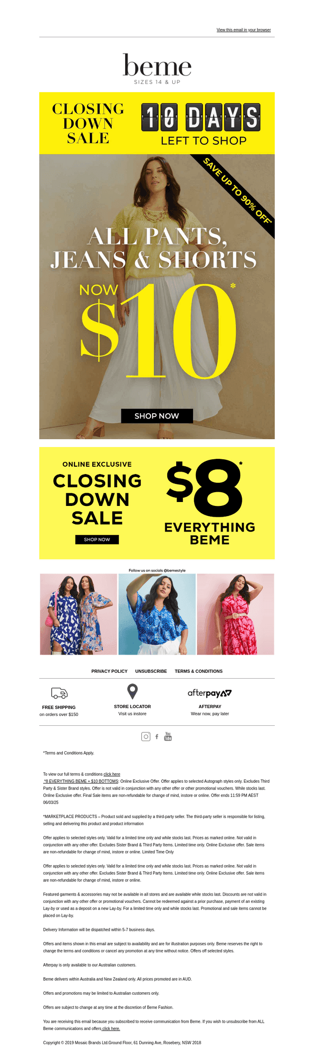 Click Quick! $10* ALL Jeans, Pants & Shorts
