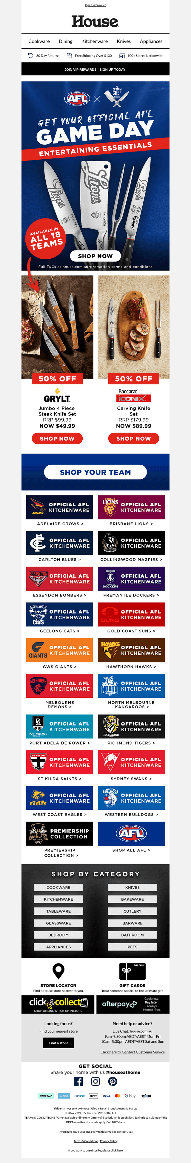 NEW: AFL x THE CUSTOM CHEF Entertaining Essentials