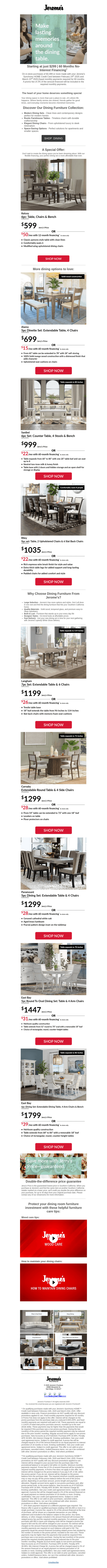 🍽️ SPECIAL OFFER: Transform your Dining Space Today. Dining tables starting at just $299.