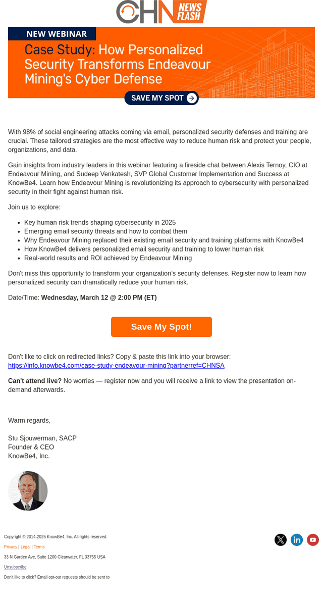 KnowBe4 email from Thu, Mar 6, 2025