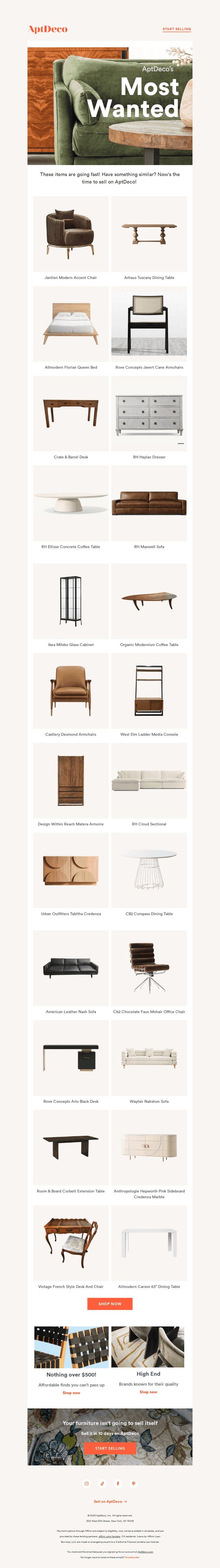 The most searched items on AptDeco right now!
