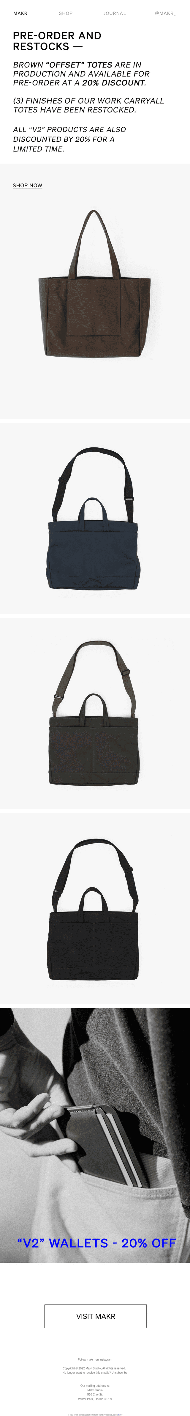 20% OFF: PRE-ORDER Brown Offset Totes. RESTOCKS - Work Carryall.