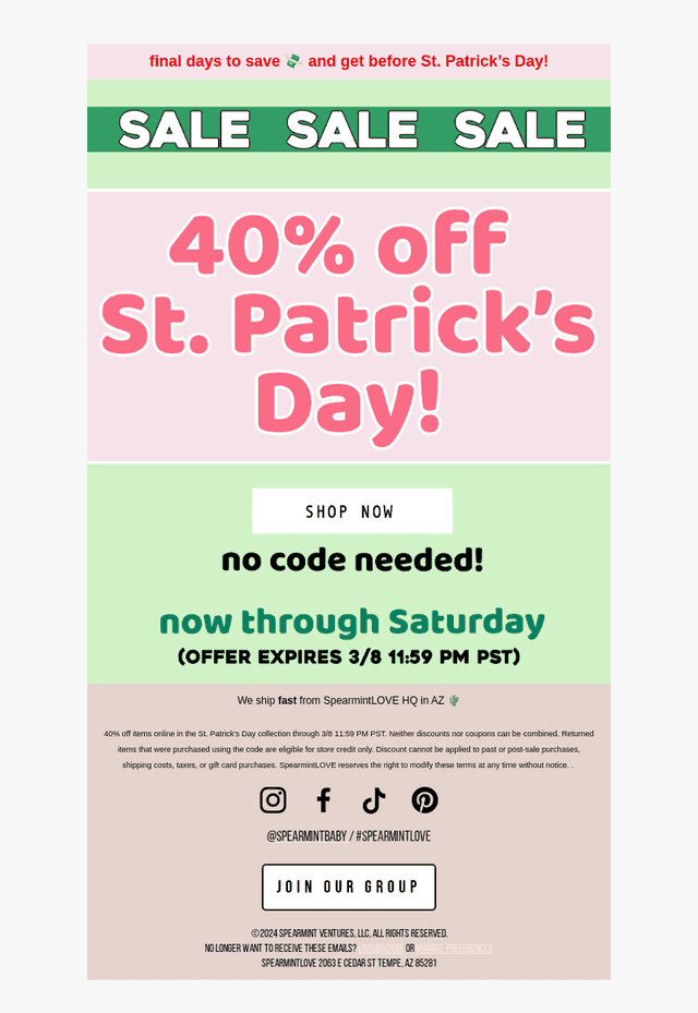 🍀 40% off + ships in time!