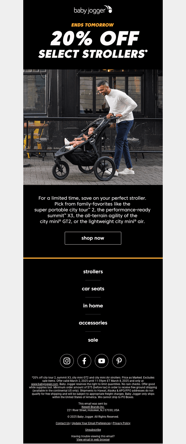 one more day: 20% off select strollers