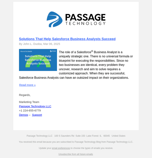 Passage Technology email from Fri, Mar 7, 2025