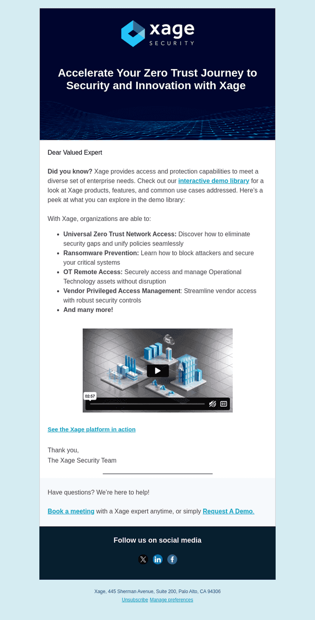 Xage Security email from Fri, Mar 7, 2025