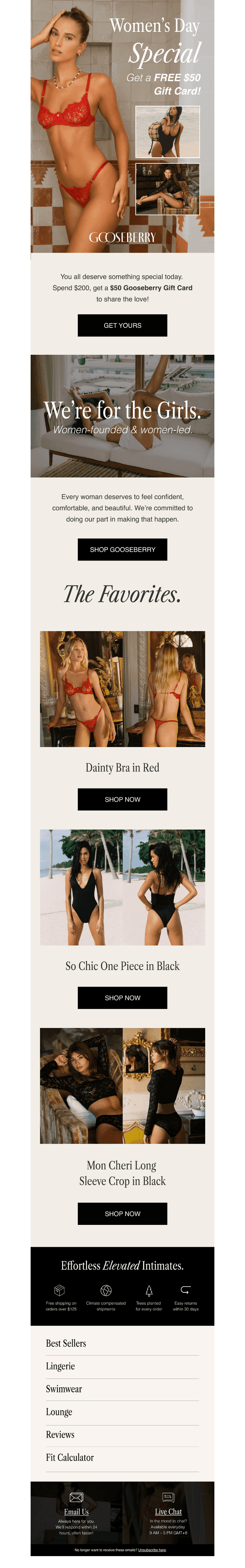 Gooseberry Intimates email from Sat, Mar 8, 2025
