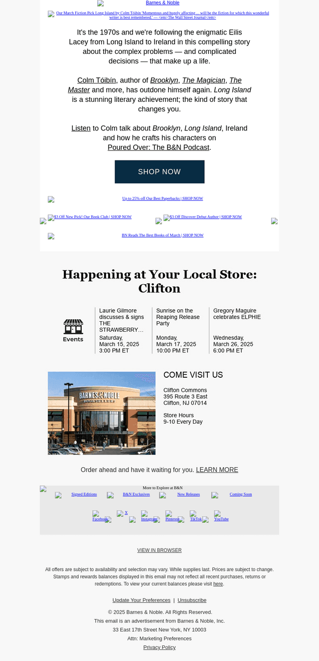 Barnes & Noble email from Sat, Mar 8, 2025