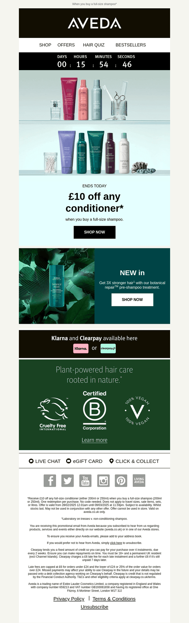 Ends today: £10 off any conditioner