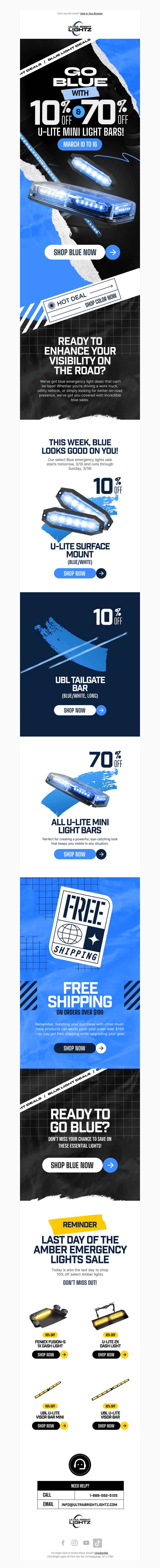 Go Blue: 10% Off & 70% Off U-Lite Mini Light Bars!