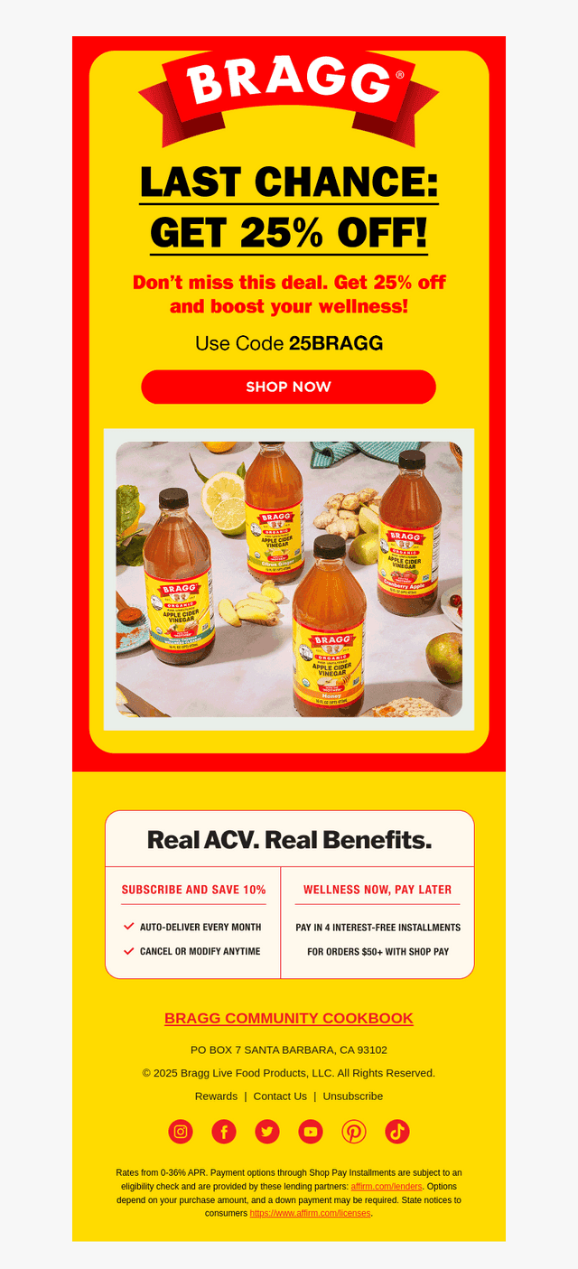 Final Hours: ACV, Supplements & More—25% Off!