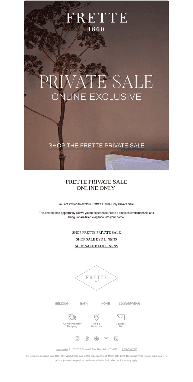 Frette Private Sale, Online Exclusive