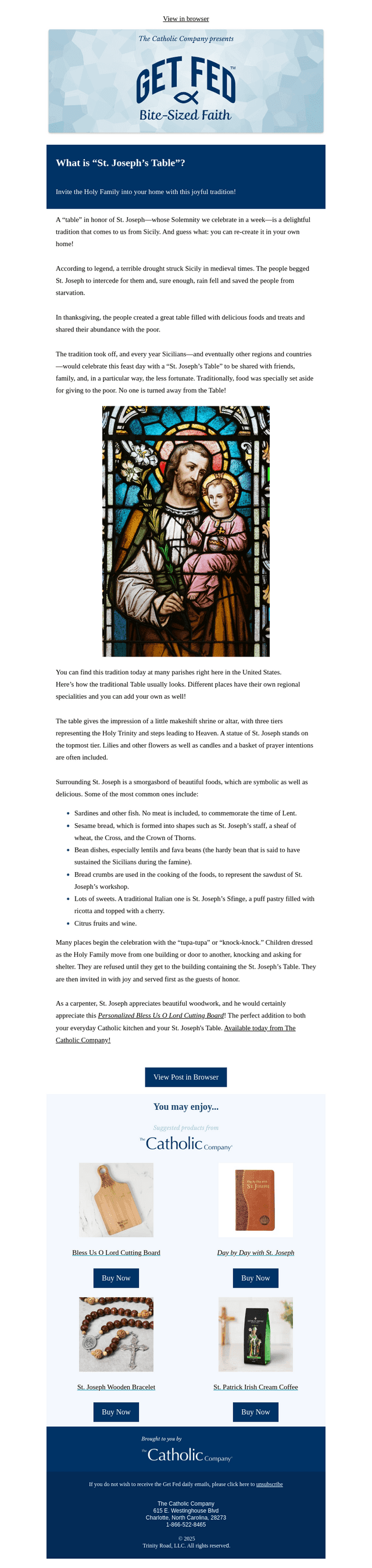 What is “St. Joseph’s Table”?