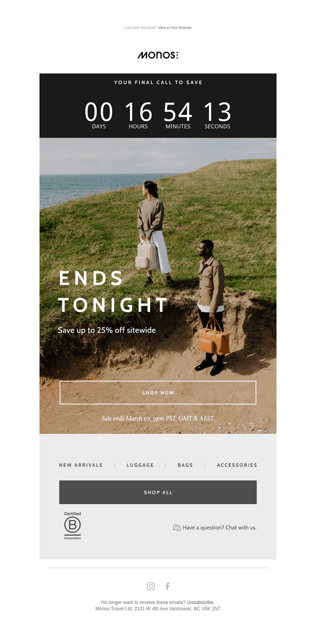 FINAL HOURS – up to 25% off ends tonight