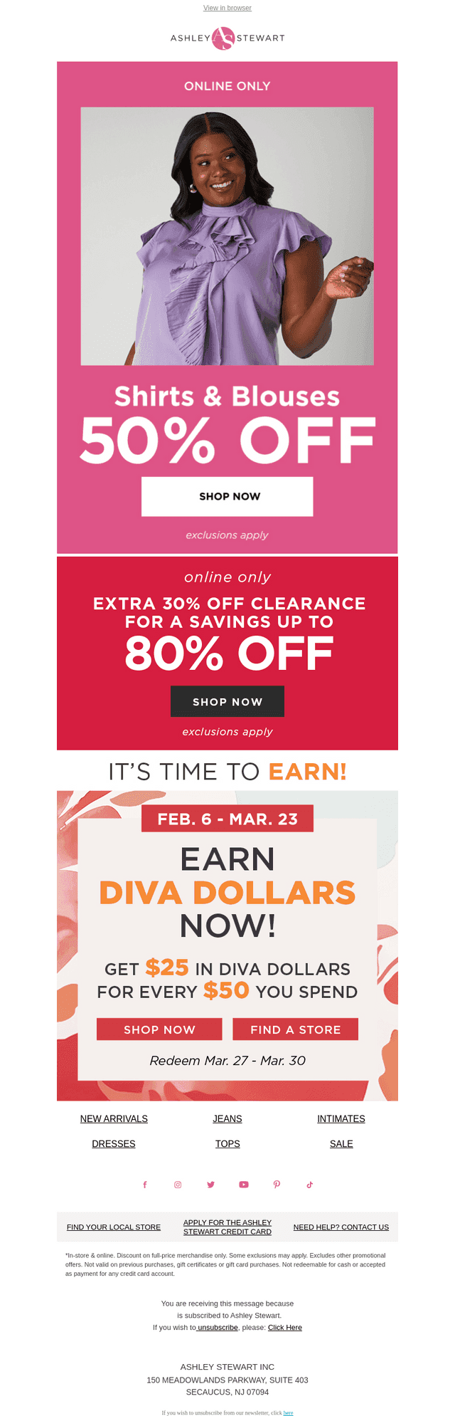 50% off Spring shirts and blouses!