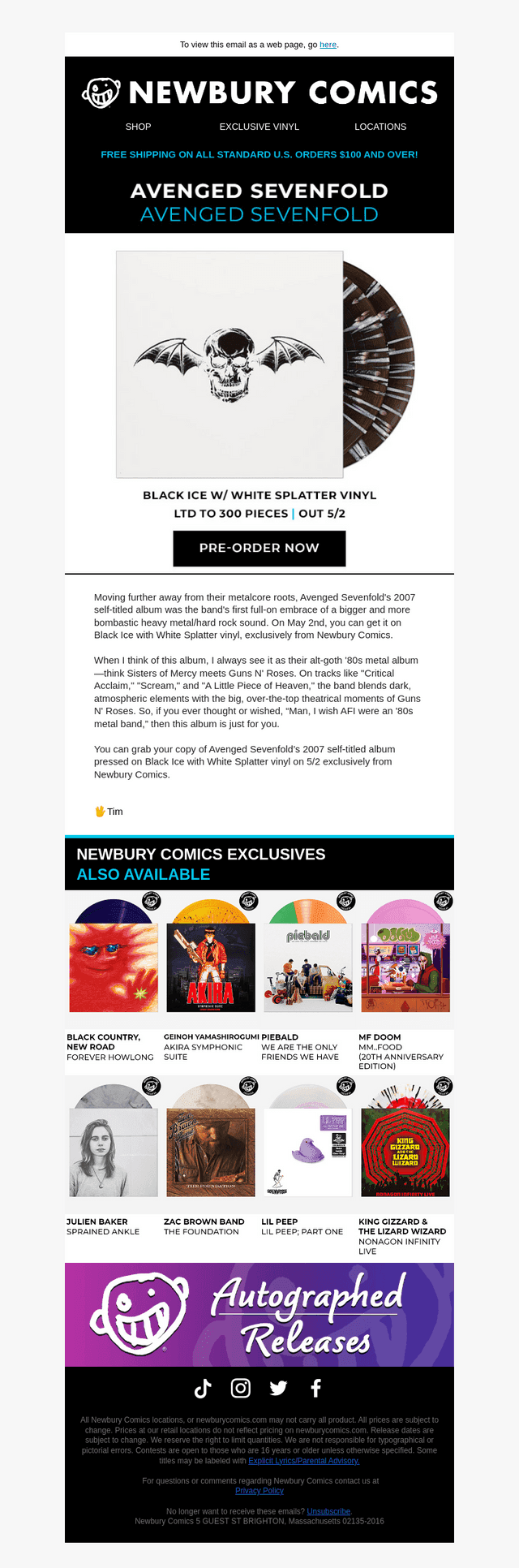 Avenged Sevenfold Vinyl Exclusive!