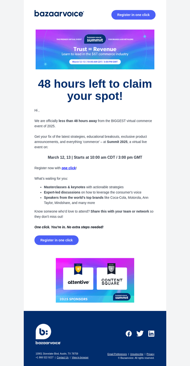 Bazaarvoice email from Mon, Mar 10, 2025