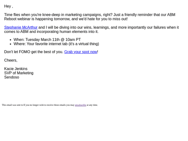 Sendoso email from Mon, Mar 10, 2025