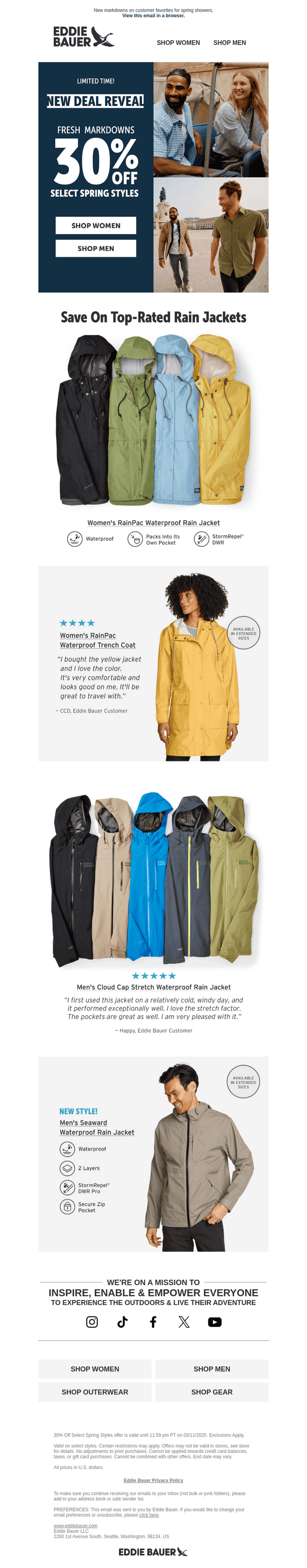 30% Off Top-Rated Rain Jackets! Exclusions Apply