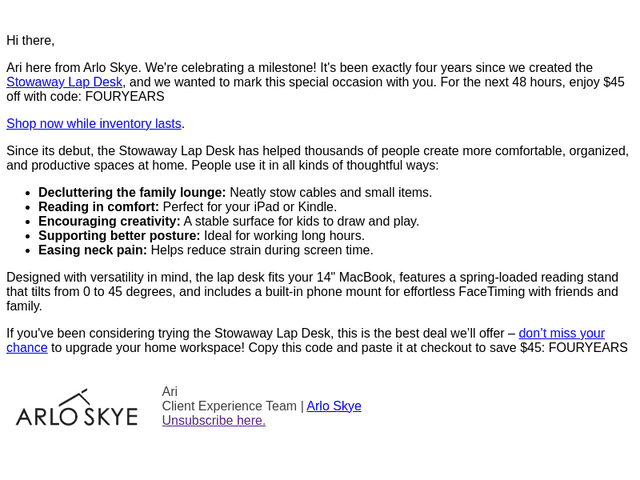 Anniversary Desk Deal Inside