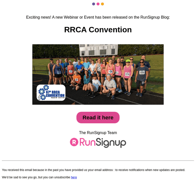 New Webinar/Event Alert! - RRCA Convention