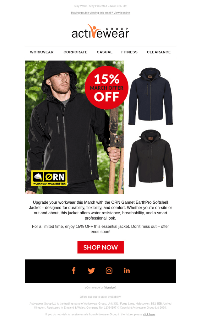 15% OFF This March – ORN Gannet EarthPro Softshell Jacket!