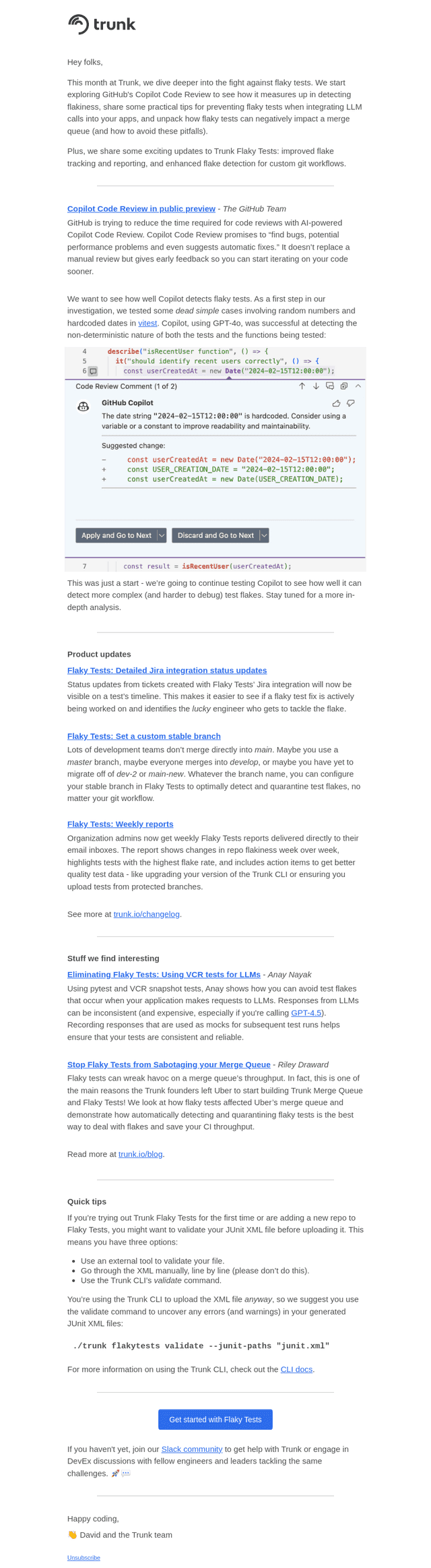 Trunk News | March: Flaky Tests vs AI Code Reviews