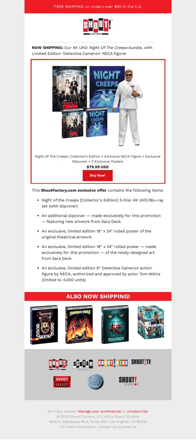 Shout! Factory email from Tue, Mar 11, 2025