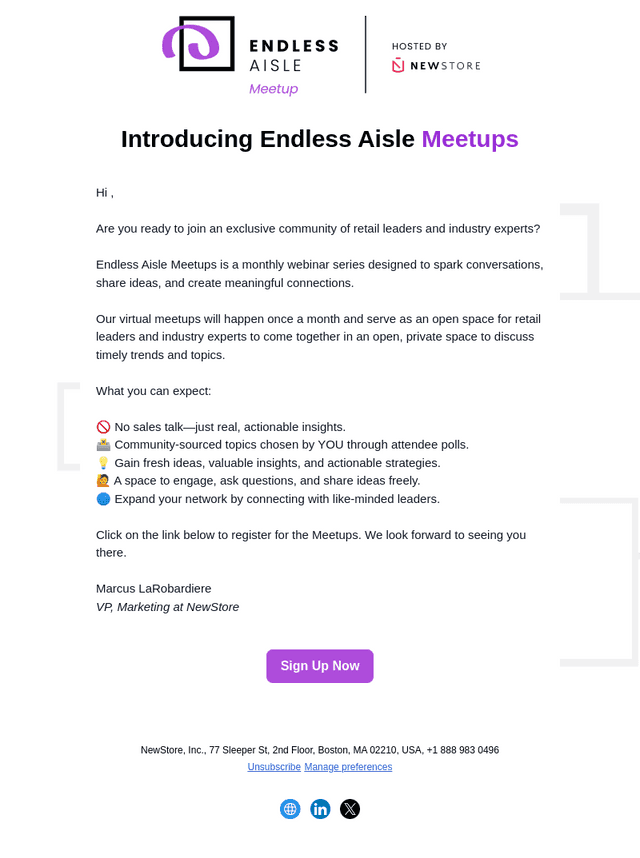Introducing Endless Aisle Meetups - Register Today!